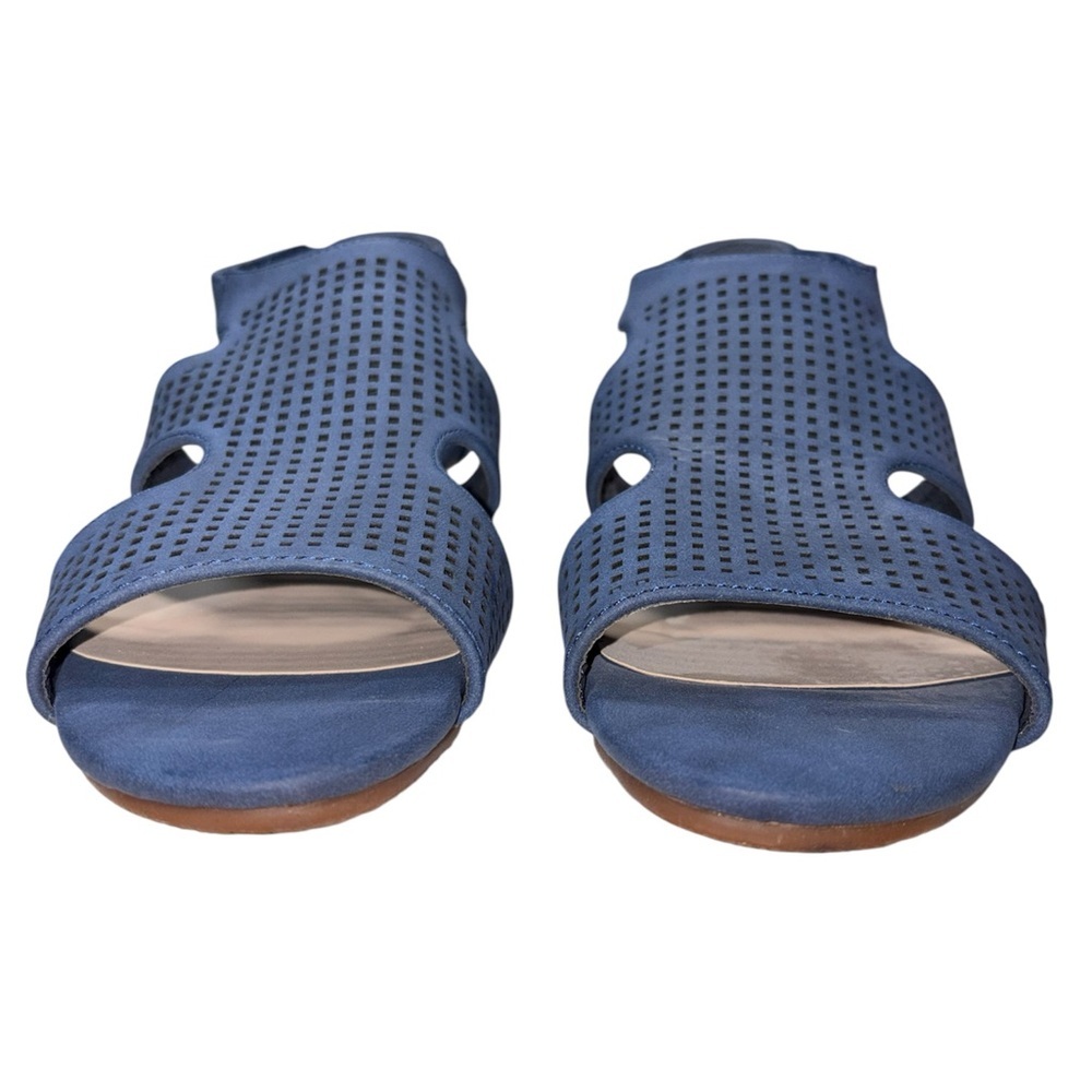 Salon Studio Navy Blue Perforated Upper Open Toe Wedge Sandals Women’s Size 8W - Picture 5 of 11